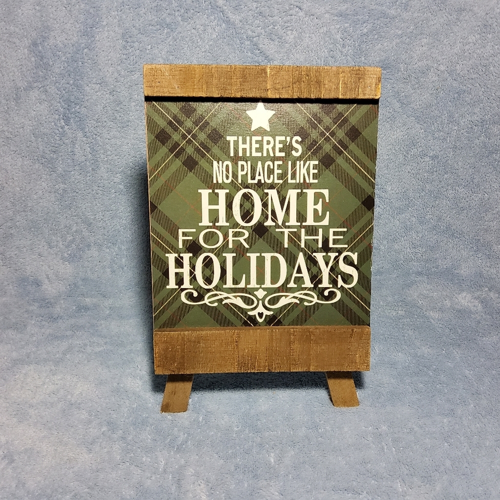 Mini Wooden Easel Sandwich Board Christmas Sign There's No Place Like Home 8"